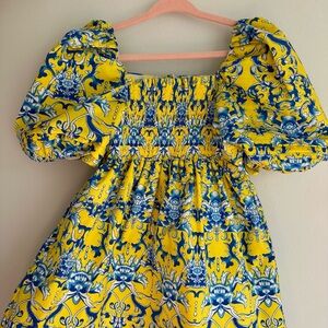 Vibrant Yellow and Blue Girls Dress